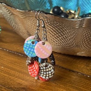 Multicolored Button Earrings